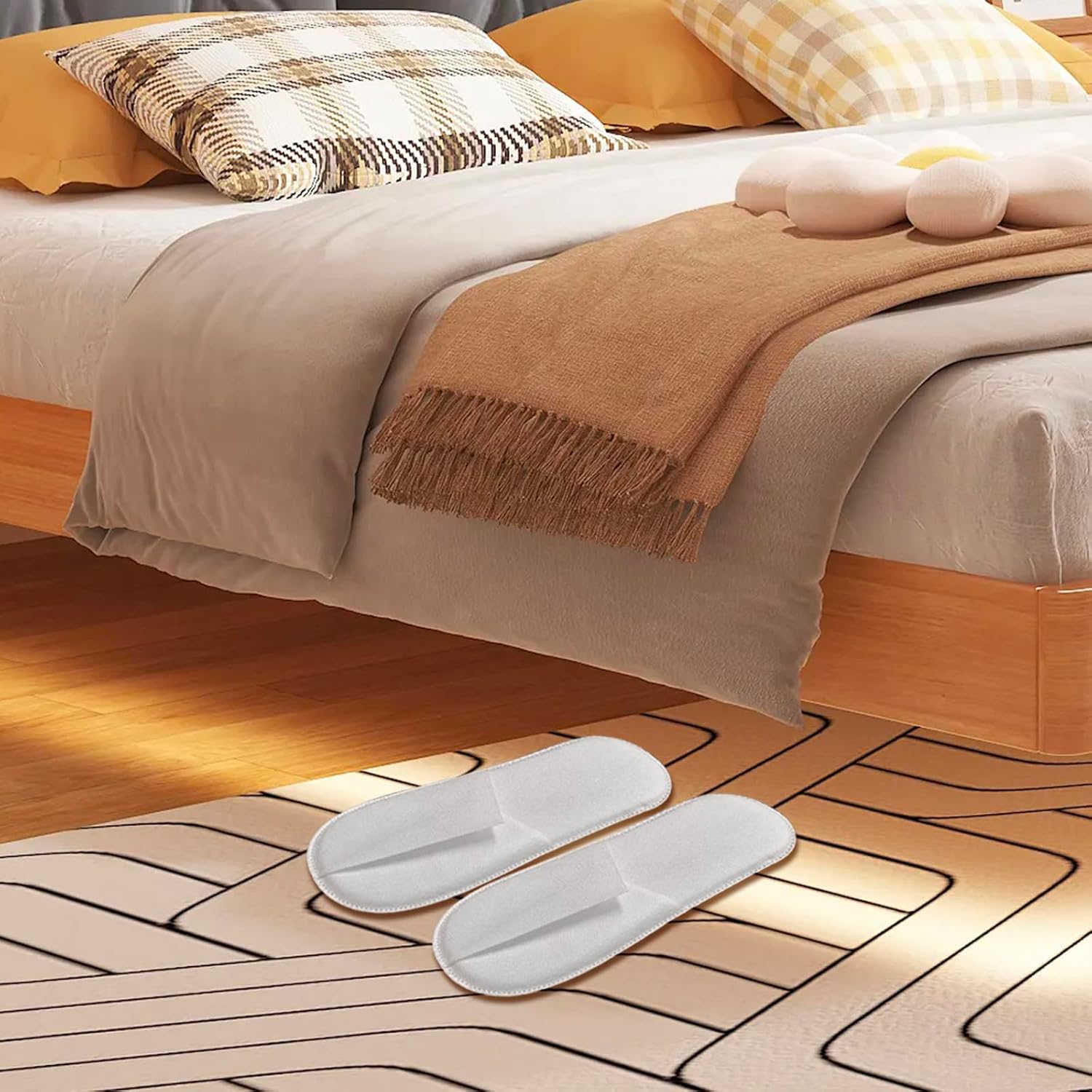 50/100 Pairs Disposable Slippers Bulk – 25/50 White & 25/50 Gray Disposable Slipper for Guests, Hotel Spa Guest Slippers Closed‑Toe for Travel Home - Image 2