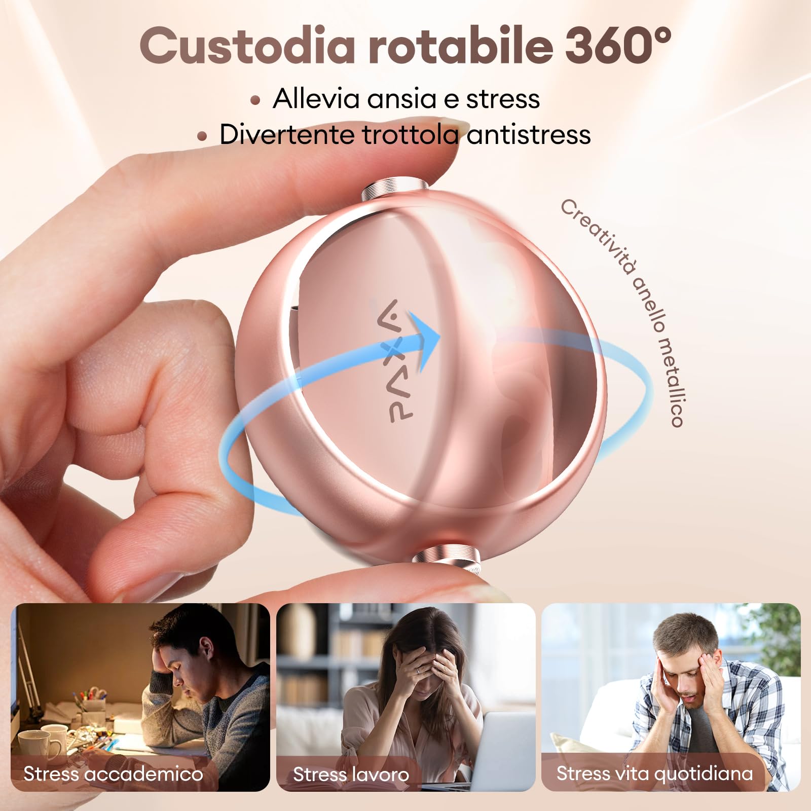 PAXA 2-in-1 Open Ear Cuffie Bluetooth, Clip Open-Ear Cuffie Wireless Sport Bluetooth 6.0 0 Ritardo, 140H Autonomia, Riconoscimento L/R, Riduzione Rumore per Lavoro/Sport/Quotidiano, Ctbuds Rosa Oro