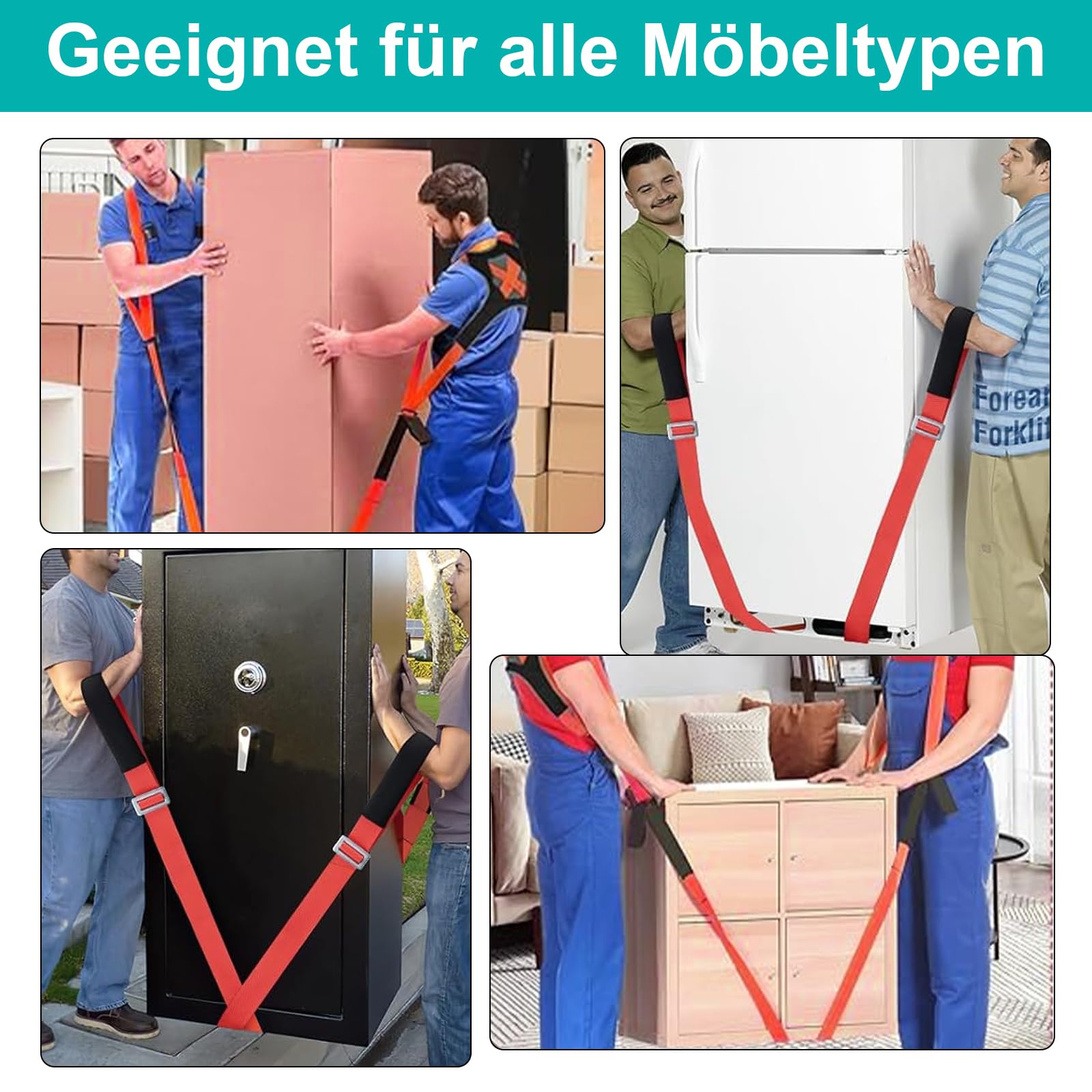 Kottwca Tragegurte Umzug 2 Personen Kit für den Umzug von Möbeln & Geräten, Tragfähigkeit 400 kg,Tragegurt für Möbel Umzugshelfer mit Rutschfesten Handschuhen, Einfaches Heben, Tragen, Möbeltragegurt
