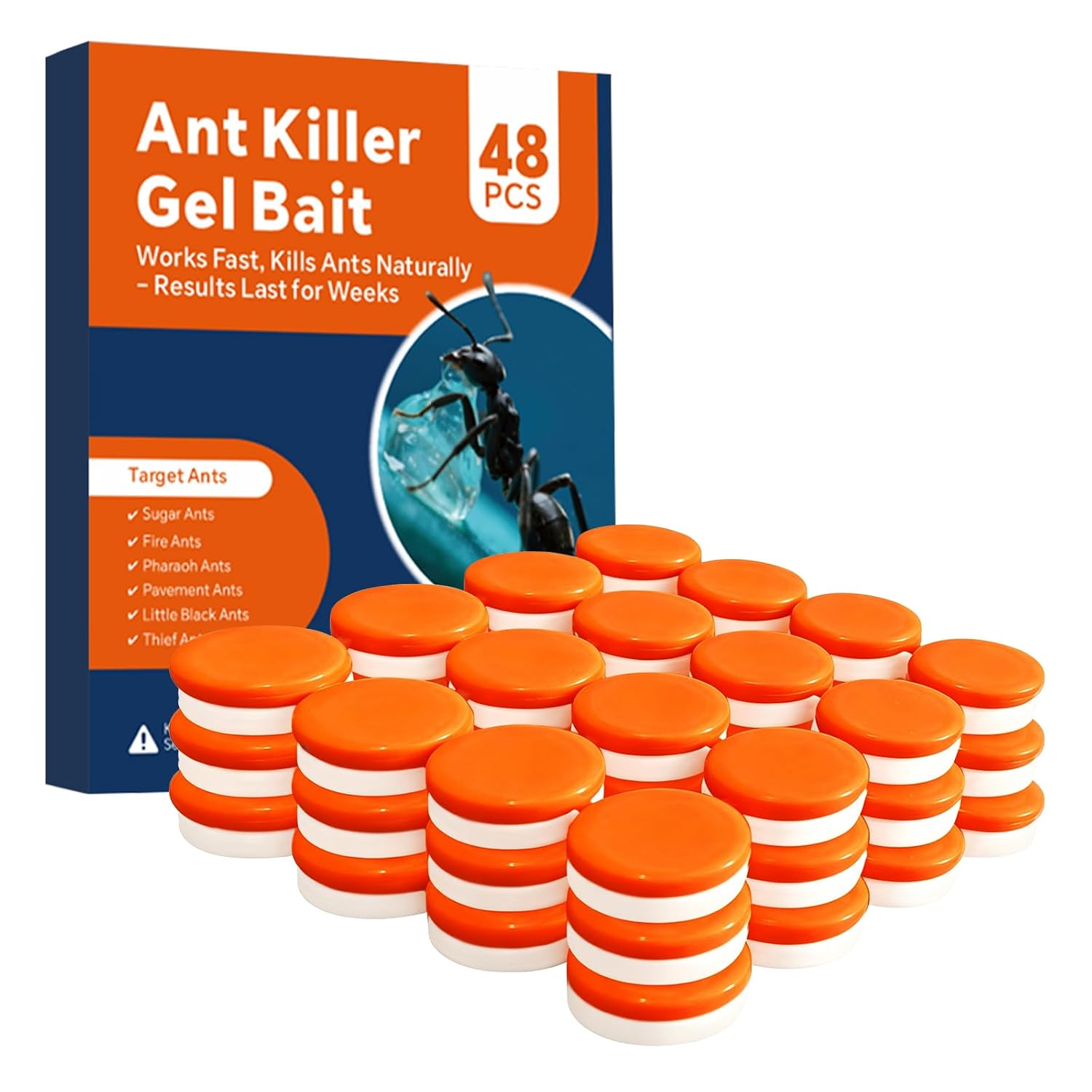48 PCS Ant Killer Gel Bait Stations, Extra Strengthen Ant Bait Traps, Long-Lasting Effective Pest Gel for Carpenter Ants and Other Common Household Ants, No Mess Easy Use, Safe for Pets and Kids