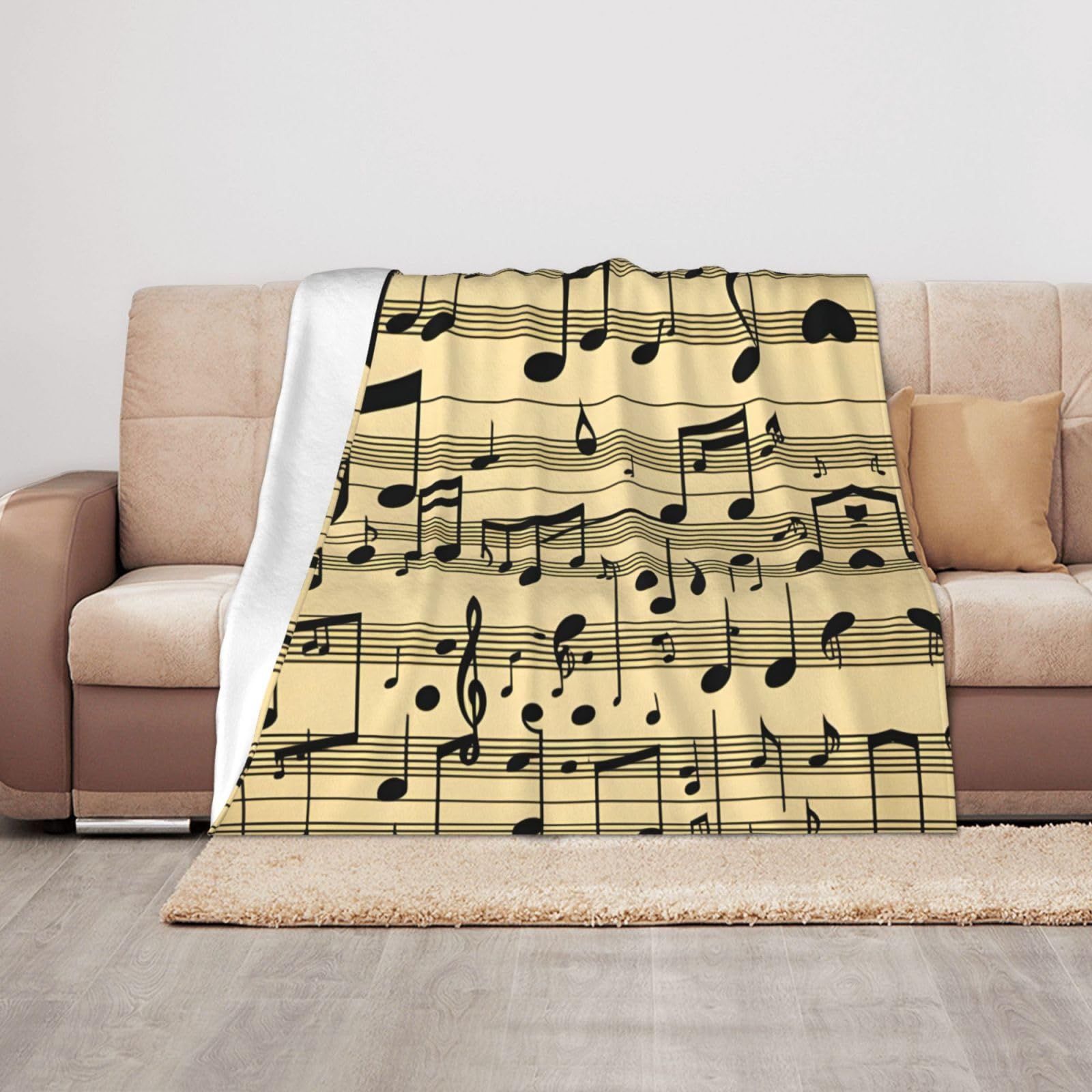 Plaid notes de musique couverture chaude pour avion et sieste