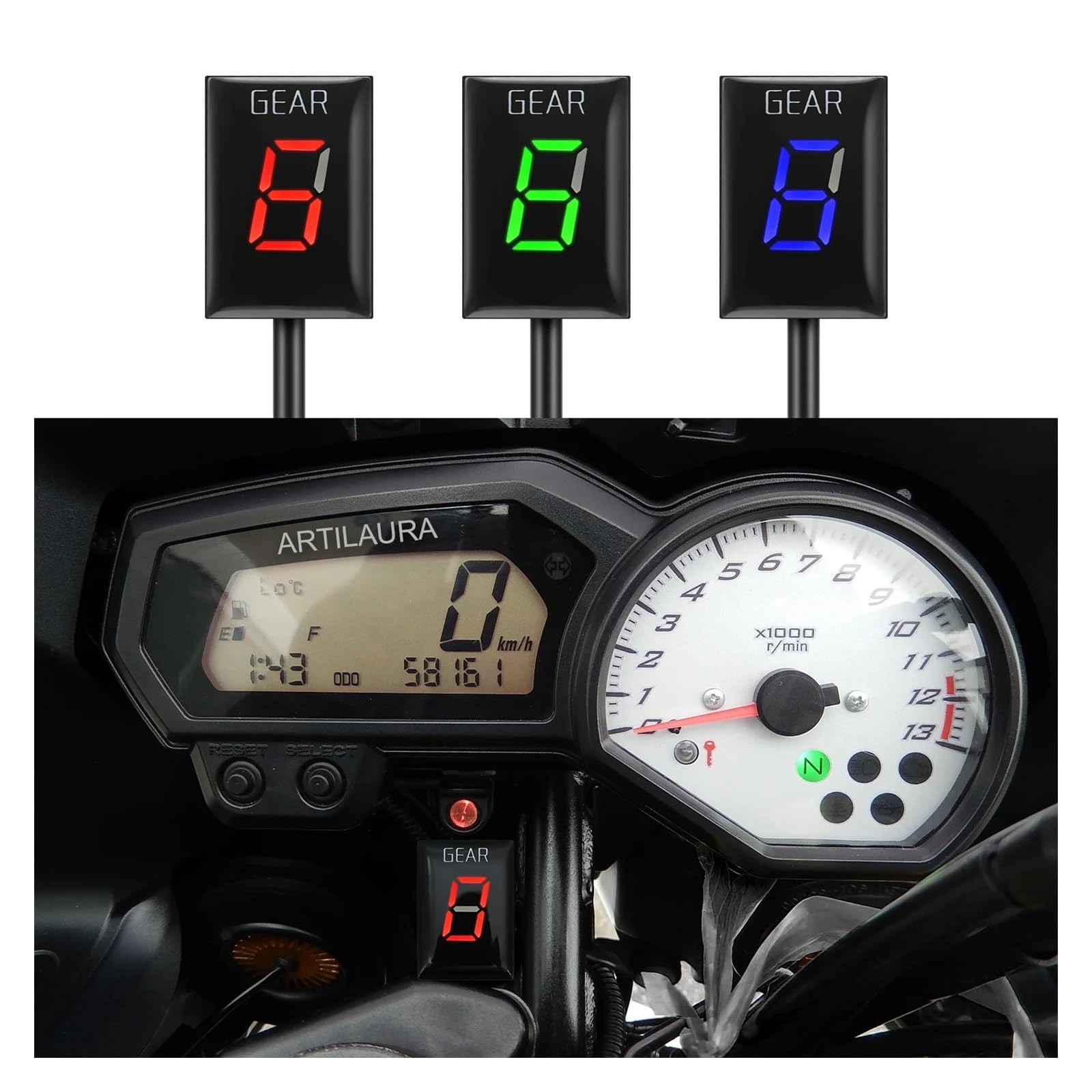 Indicador de Marcha Indicador De Velocidad para Motocicleta, Indicador De Marchas De 1 A 6 Velocidades, Accesorios Motocicleta para Yam&aha