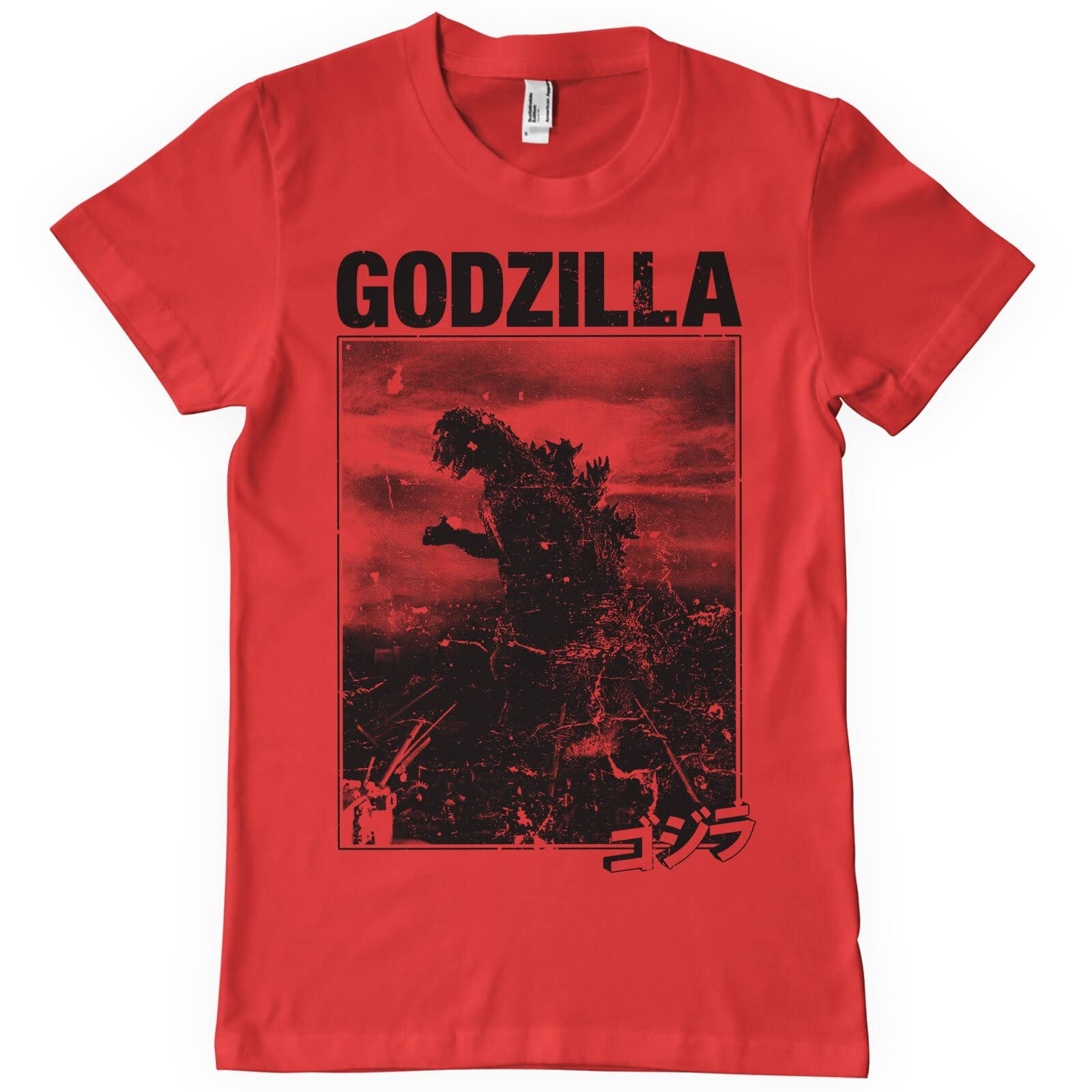 Godzilla(ゴジラ) Men's Red Godzilla Officially Licensed Vintage T-Shirt (Red), Large