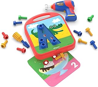 Educational Insights Design & Drill ABCs & 123s, 90 Pieces with Electric Drill Toy, Preschool Kindergarten Classroom Essentials, Ages 3+