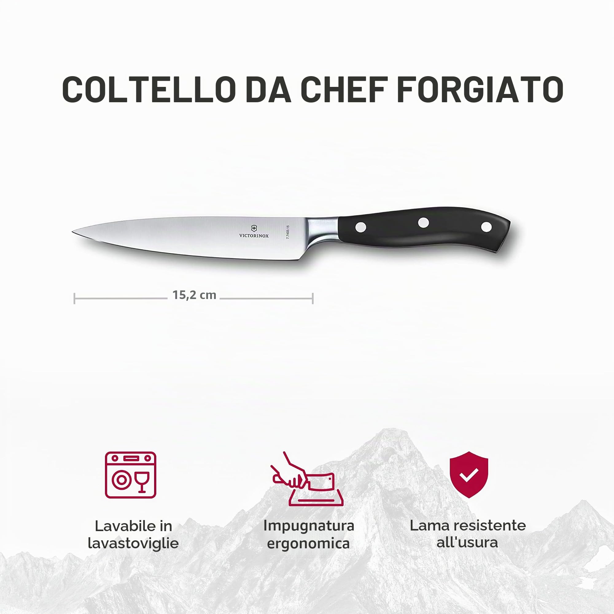Victorinox, coltello da chef Grand Maître, lama forgiata in acciaio inox da 15 cm, fornito in confezione regalo