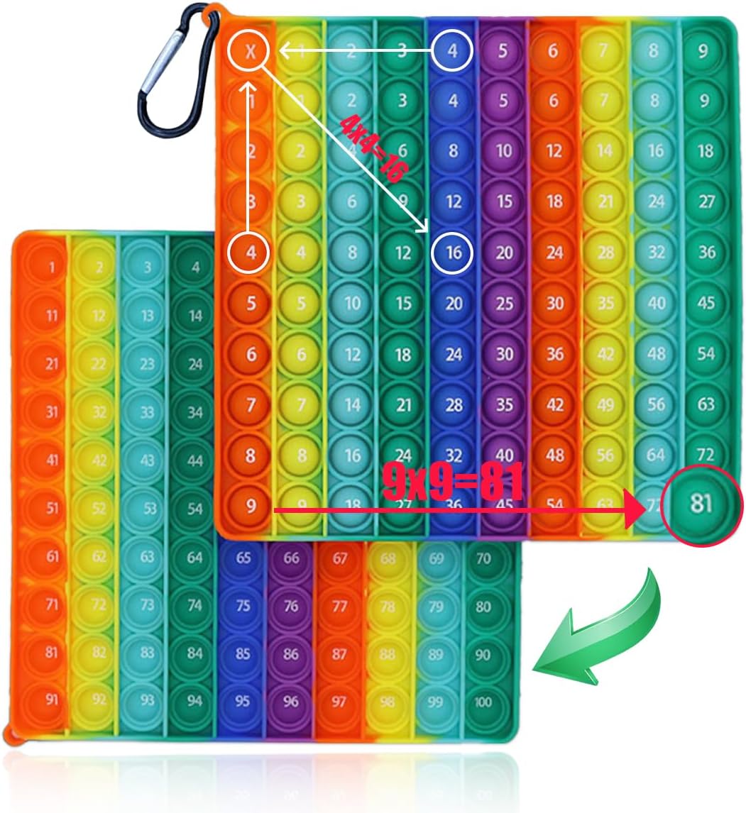 Pop Fidget Toys 2 in 1, Multiplication and Numeration Pop, Popit , 20 x 20 cm Popit Fidget Toy, Fidget Toys Anti Stress, Arcencial Educational Poppers for Children