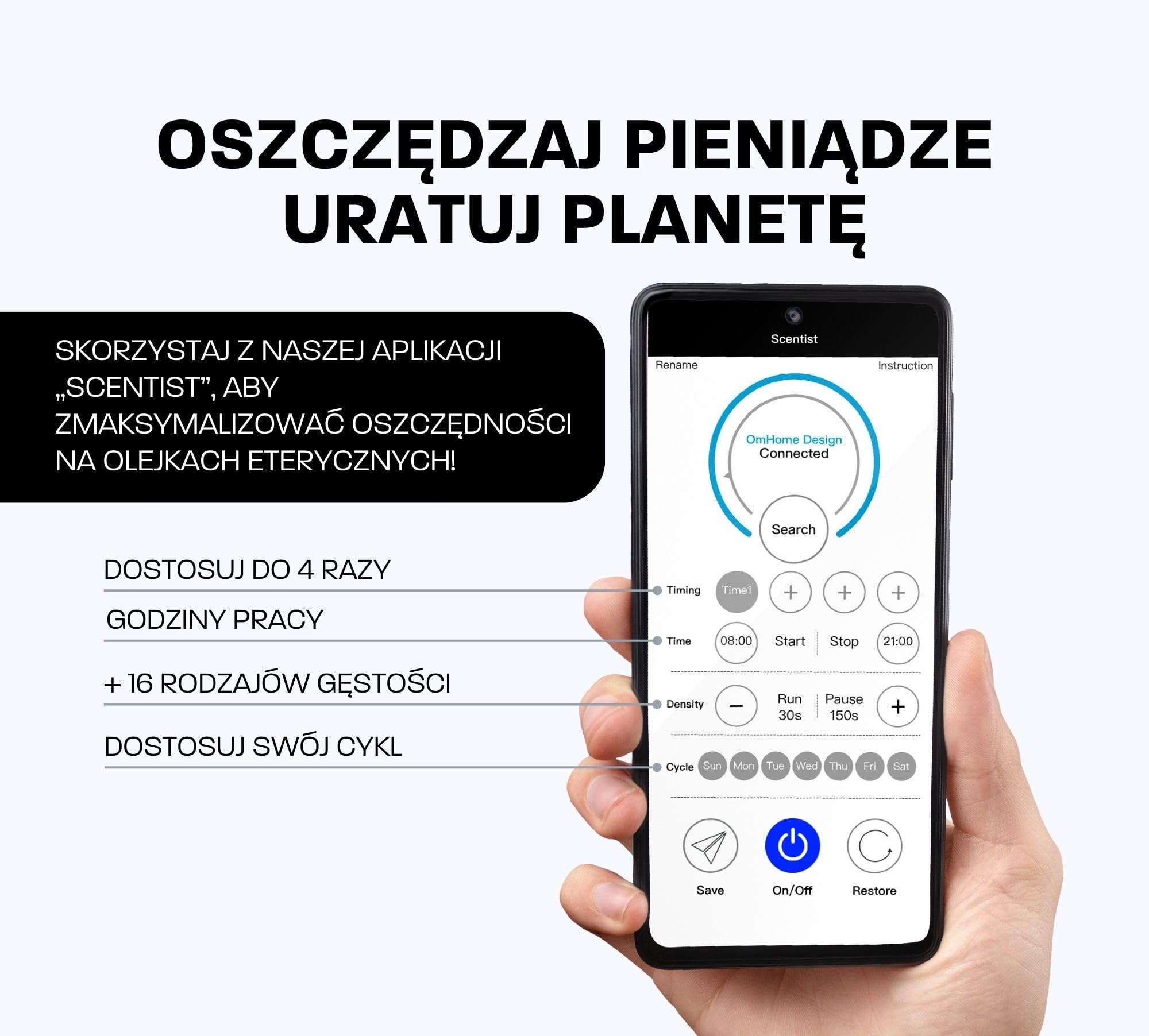 Profesjonalny dyfuzor zapachowy i olejków eterycznych | Kontrolowane przez aplikację | Nawilżacz i oczyszczacz powietrza | Pochłaniają zapachy | Idealny prezent, czarny, 300m3