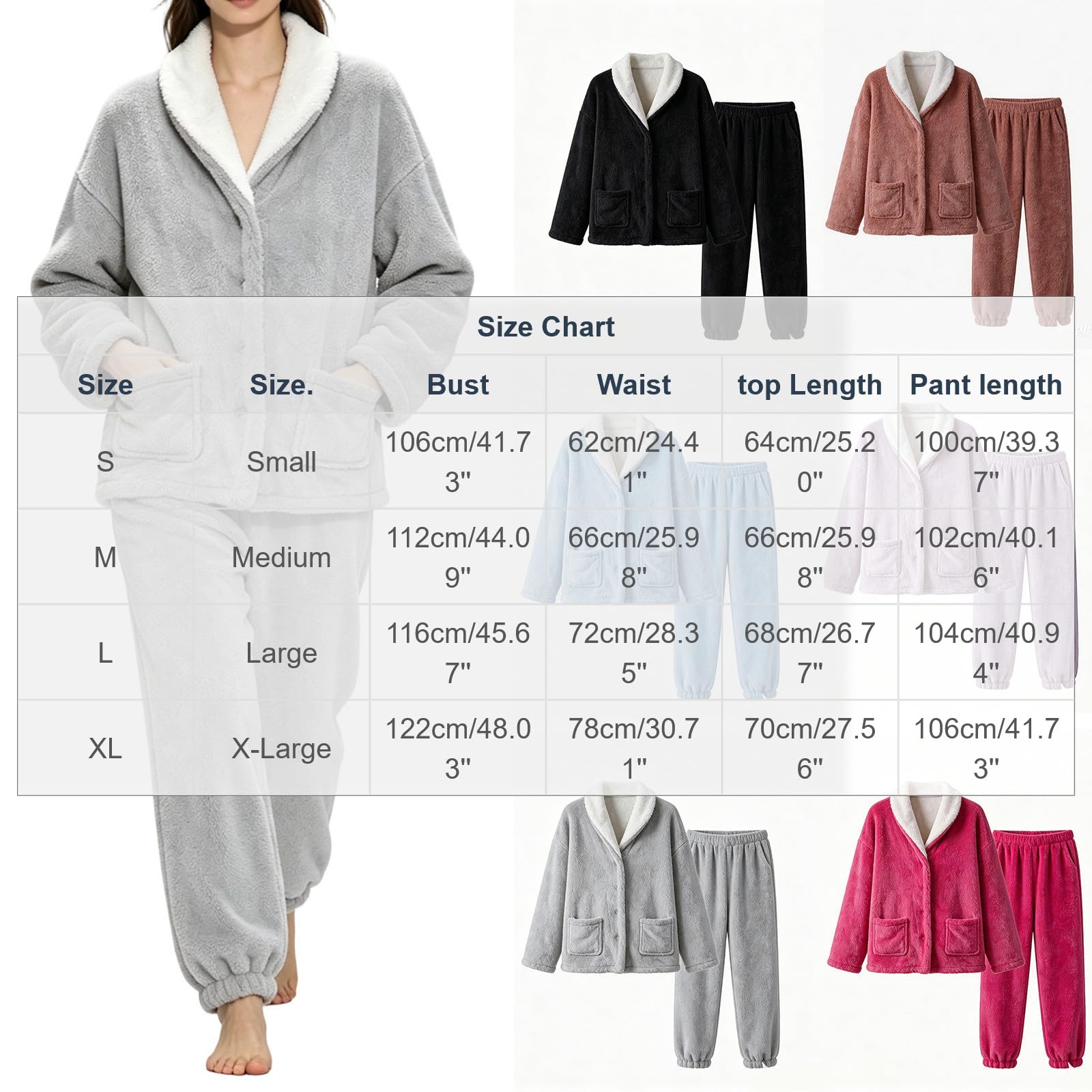 Ensemble Pyjama Femme Hiver Chaud Pyjama Polaire Douce Pant Tenue de Maison