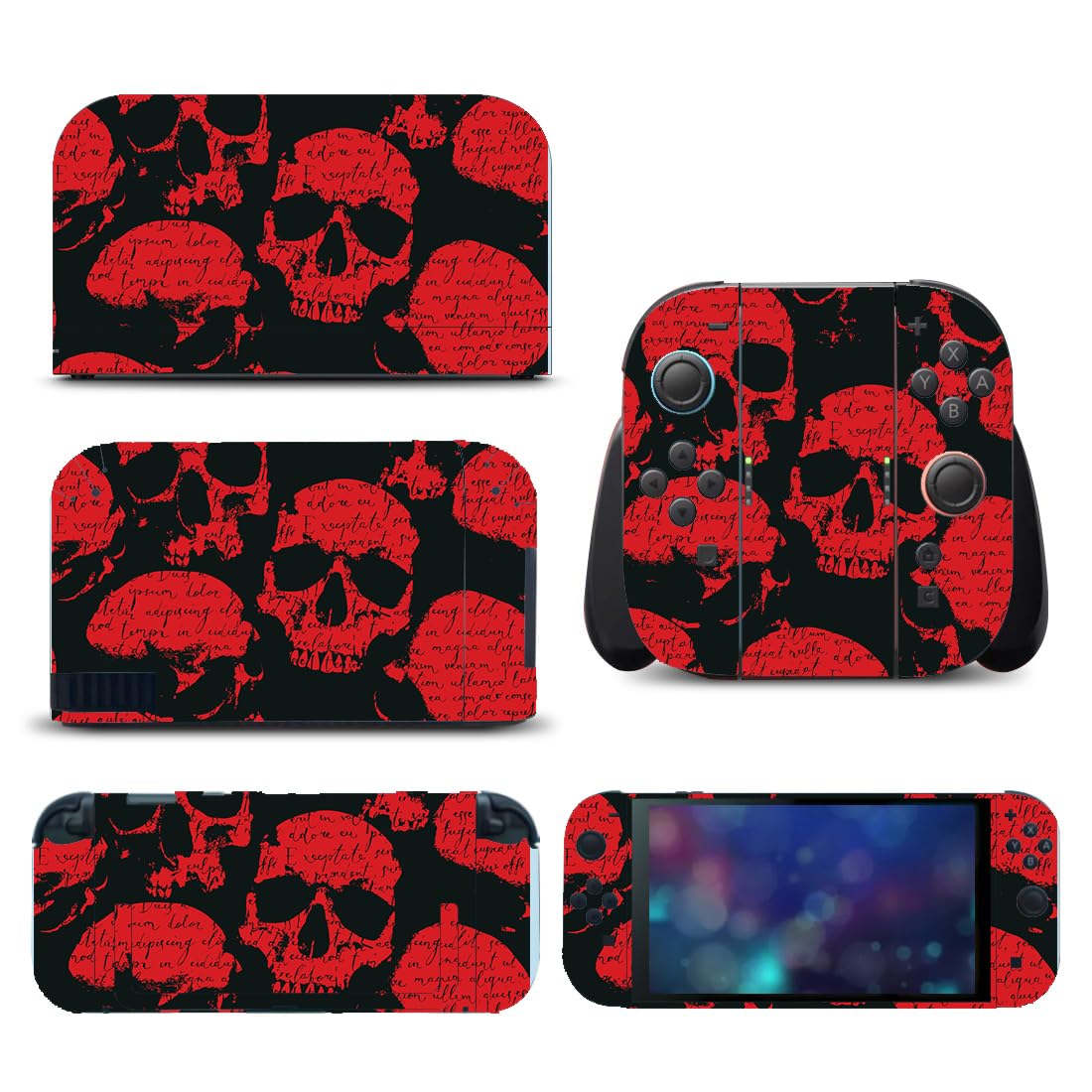 Calcomanías para Switch 2 vinilo protector de cubierta NS2 con diseño calavera roja mate 2