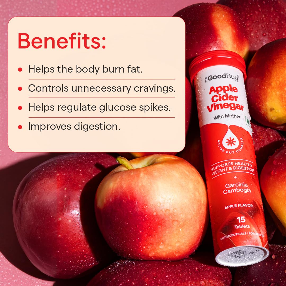 The Good Bug Apple Cider Vinegar Effervescent with Mother - 15 Tablets | Vit B6 & B12 | Boosts Metabolism, Controls Cravings | 500mg ACV, 500mg Garcinia | No Added Sugar, No Maltodextrin 3