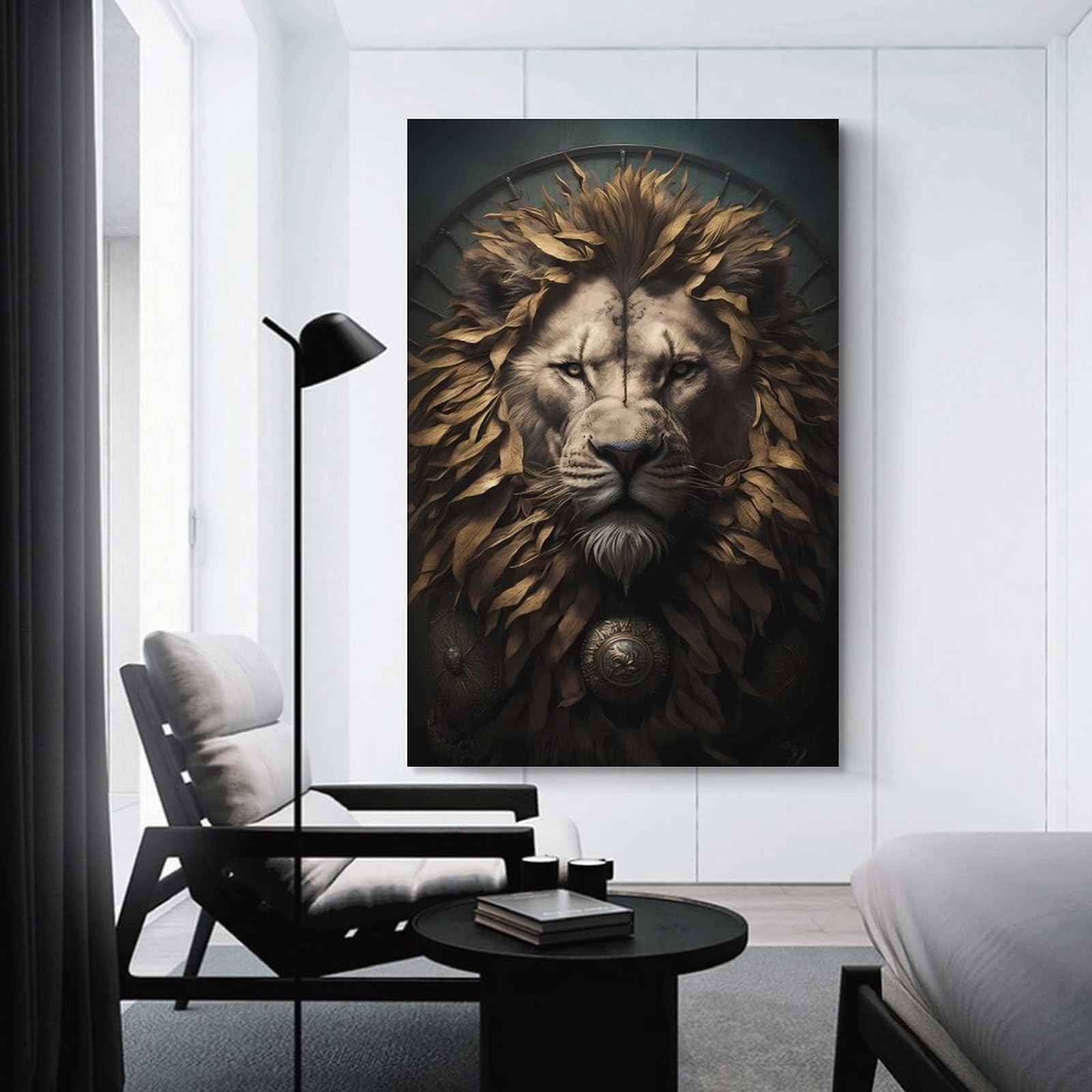 Junmoney Decorative Canvas Print Lion Fairy Tale, 08x12inch(20x30cm), for New Homes, Bedrooms Or Workspaces, Thoughtful Wall Decor for Art Lovers