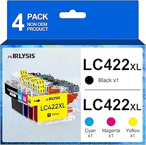KINGWAY LC422 LC422XL cartridges, compatibel met Brother LC-422XL, LC-422VAL LC422 XL inktcartridges voor MFC-J6940DW, MFC-J5340DW, MFC-J5345DW, MFC- J5740DW (zwart cyaan, magenta geel, 4 stuks