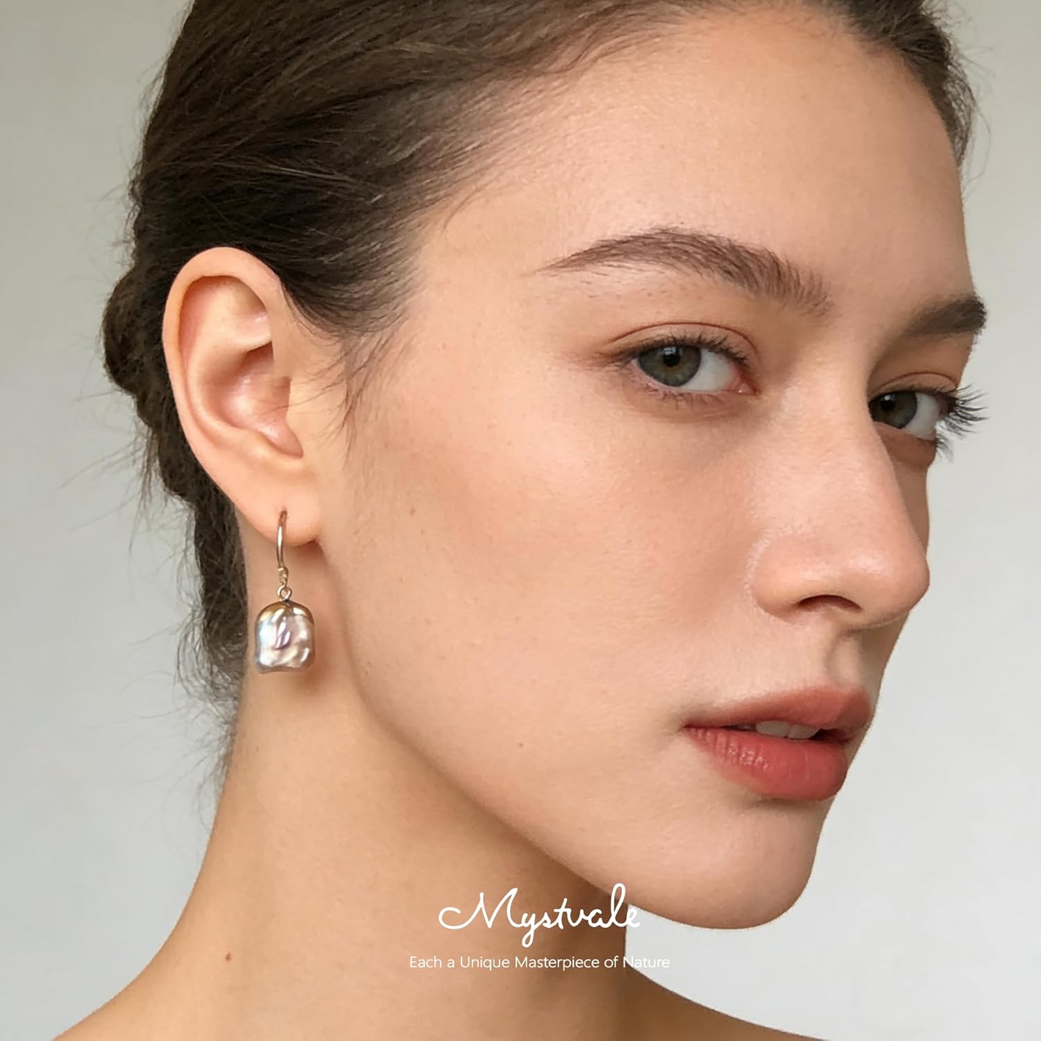 Freshwater Cultured Baroque Pearl Dangle Earrings for Women, 14K Gold Plated, Hypoallergenic Silver Posts, Pink Green White Pearl Jewelry, Business Casual, Romantic Gift for Her