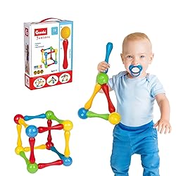 Goobi 20 Piece Construction Set Large Building Blocks Developmental Play Sticks STEM Learning Vibrant Colors Creativity Imagination 3D Puzzle Educational Toys for 1 Year Old Toddlers Preschool