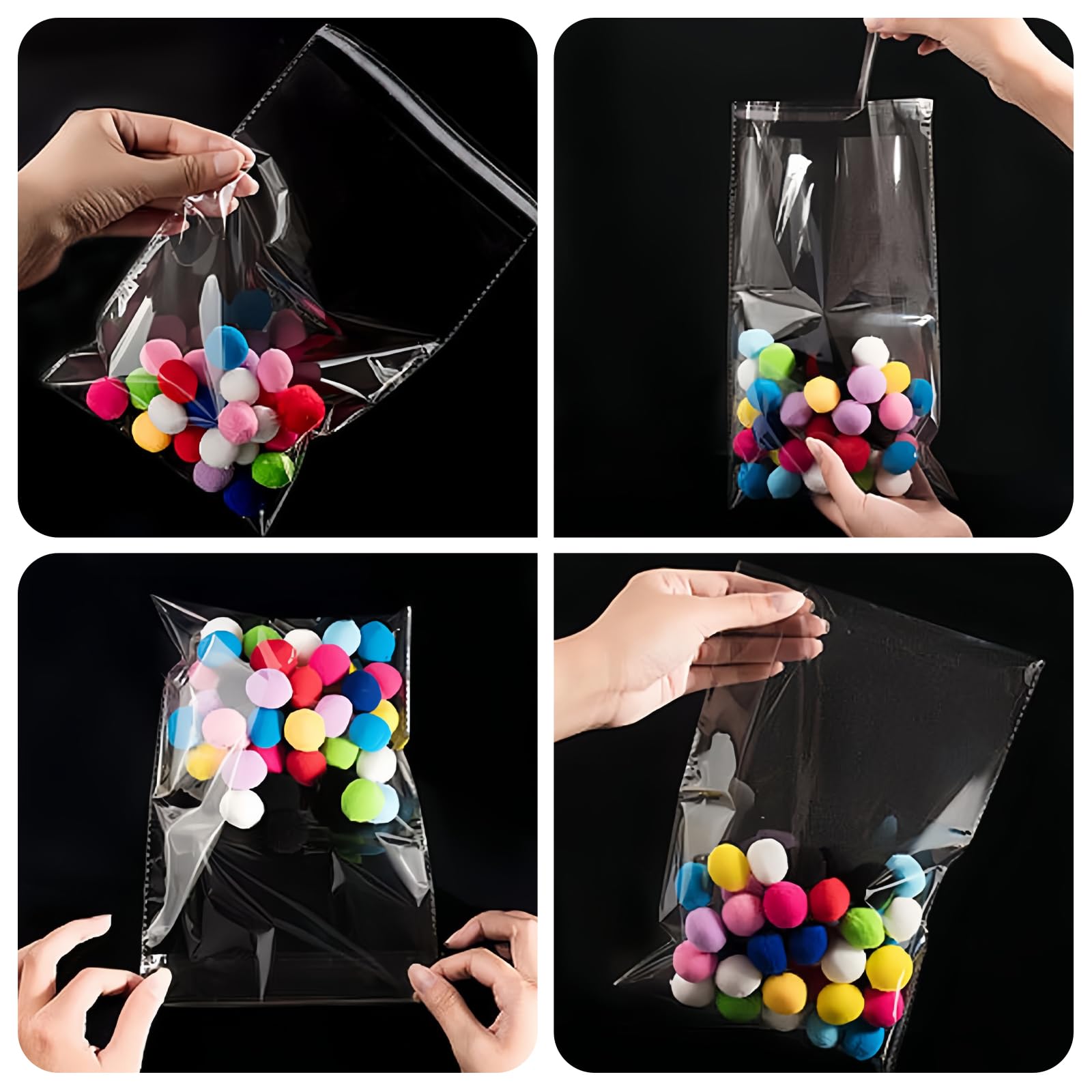 200pz Sacchetti Cellophane 10 x 15 cm, Sacchetti trasparenti per caramelle, Bustine per biscotti