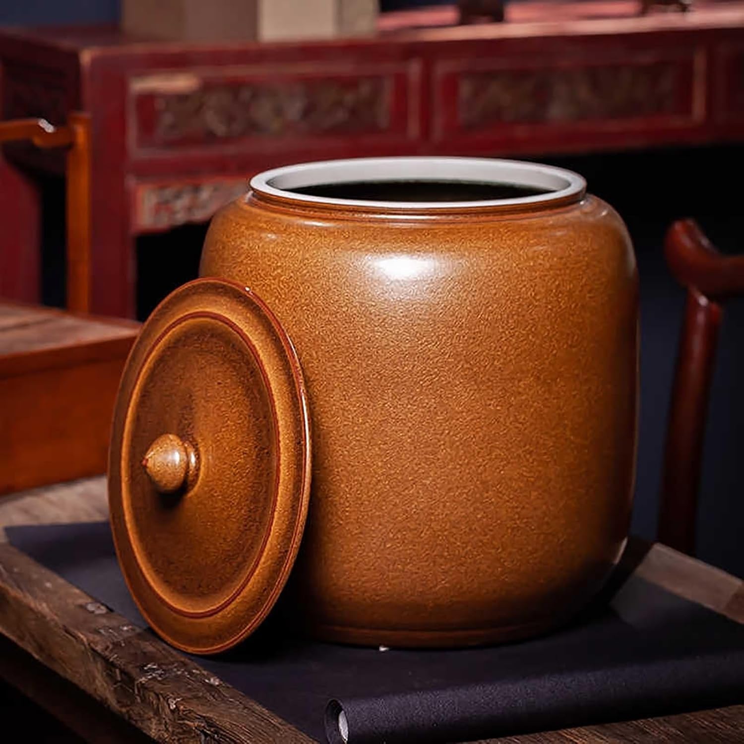 Ceramiczny pojemnik do przechowywania żywności | Wielokolorowe, wiele rozmiarów. Zastosowanie w kuchni: Ziarna ryżu, Ziarna kawy(Yellow,Capacity 12.5kg)