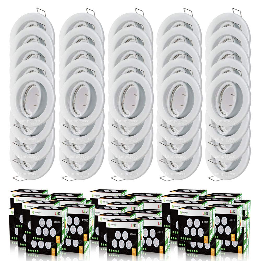 LampesEcoEnergie Lot de 40 Spot led encastrable complete orientable blanc avec ampoule gu10 230v eq. 50w