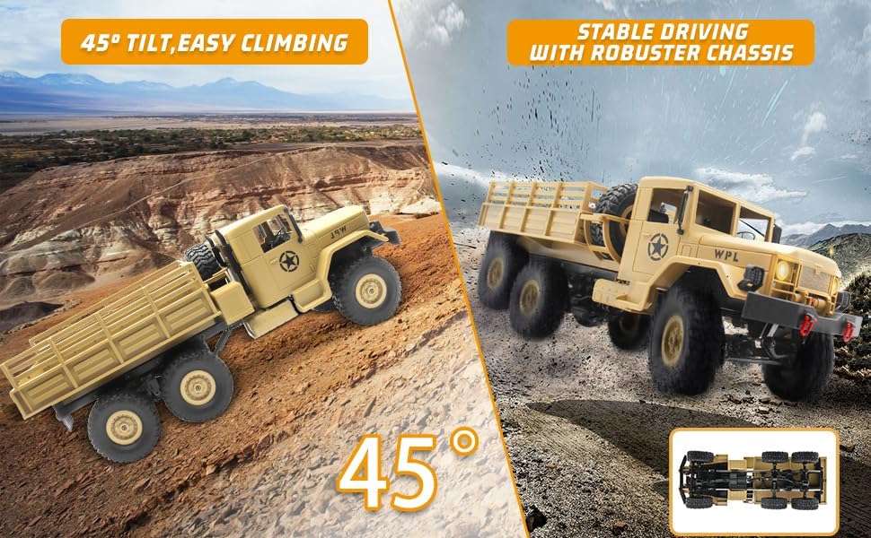 Miniatura 3 de Spobot Camión militar RC Transpotr, vehículo todoterreno RC 6WD con todo terreno, control remoto con 2 juegos de baterías y luz realista es bueno