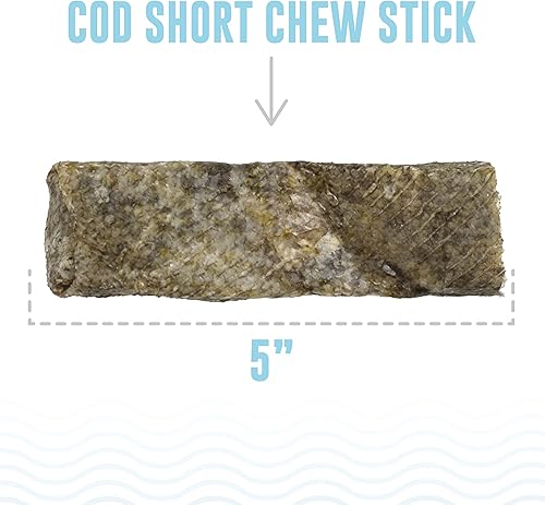 Vista 3 de Icelandic+ Bacalao Skin - Palito masticable corto envuelto a mano para perro, paquete de 3, bolsa de 2.8 onzas