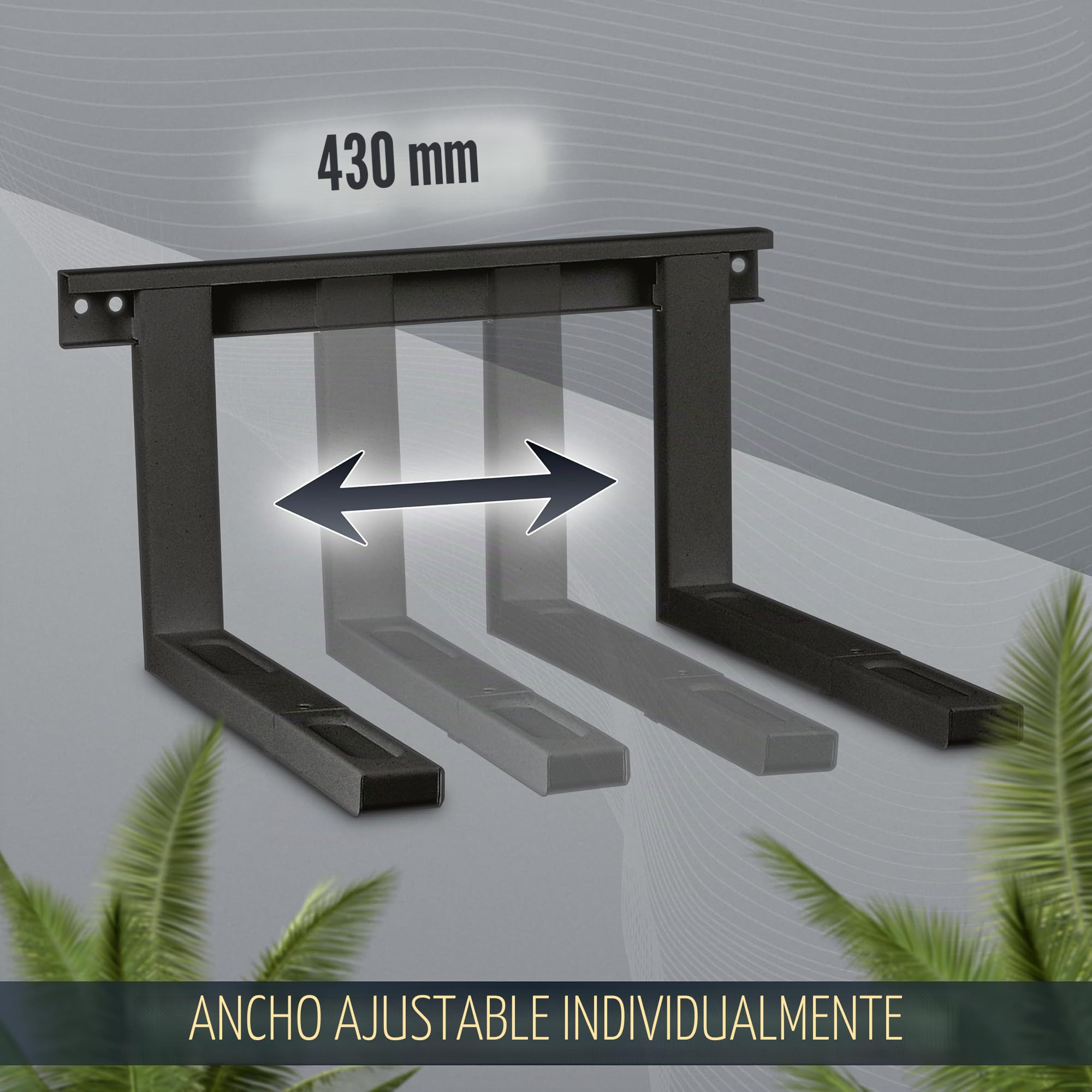 RICOO Soporte Microondas Pared WM0108, Montaje Universal para Microondas y Hornos Carga máxima de 35 kg Extensible de 38,5 a 53,5 cm Incluye Kit de Montaje Material de Acero