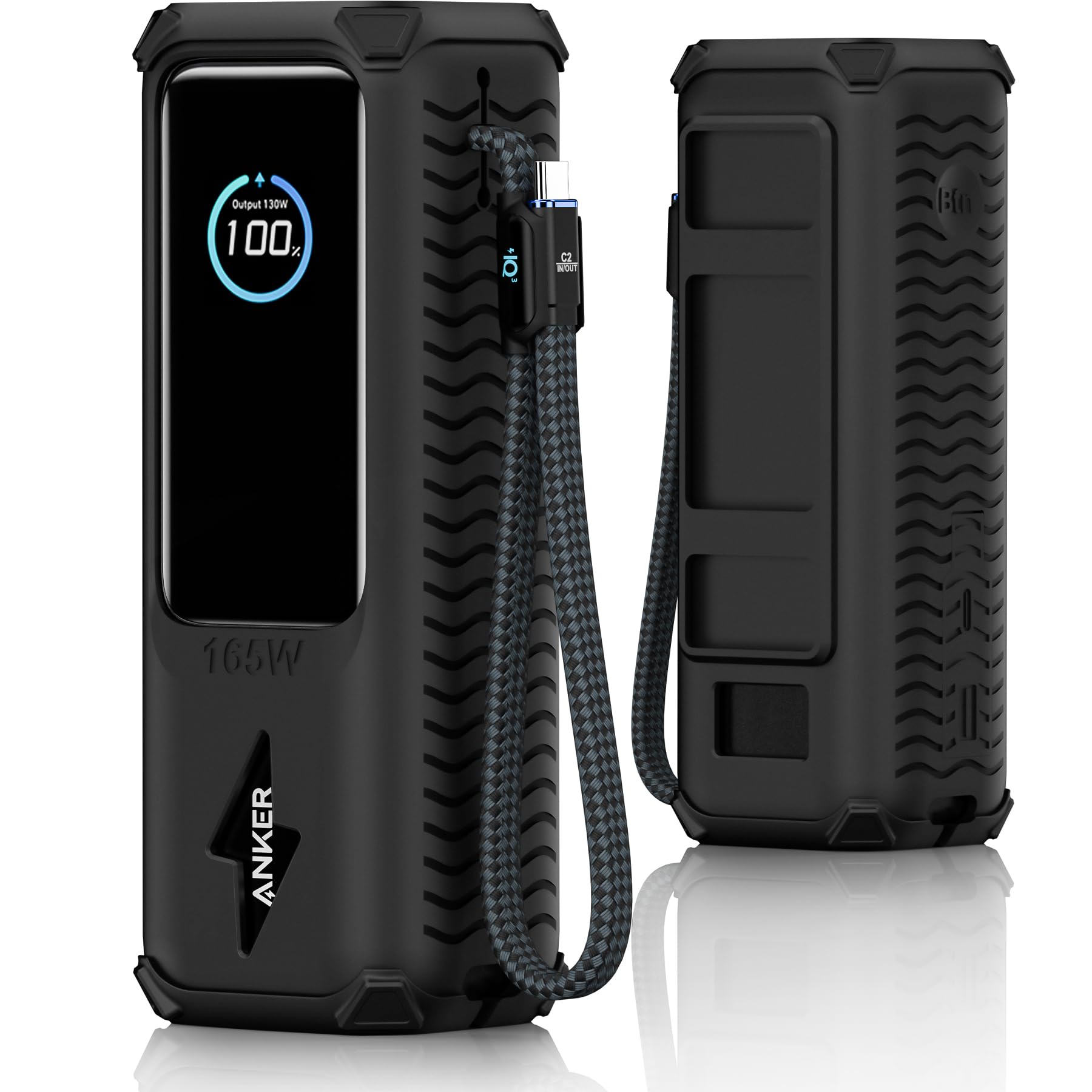 Silicone Case For Anker 25000mAh Power Bank - Shockproof Drop-Resistant, Built-In Cable Storage | Non-Slip Grip, Hidden Dust Plug Full-Wrap Protective Cover For Anker Power Bank 165w Accessories