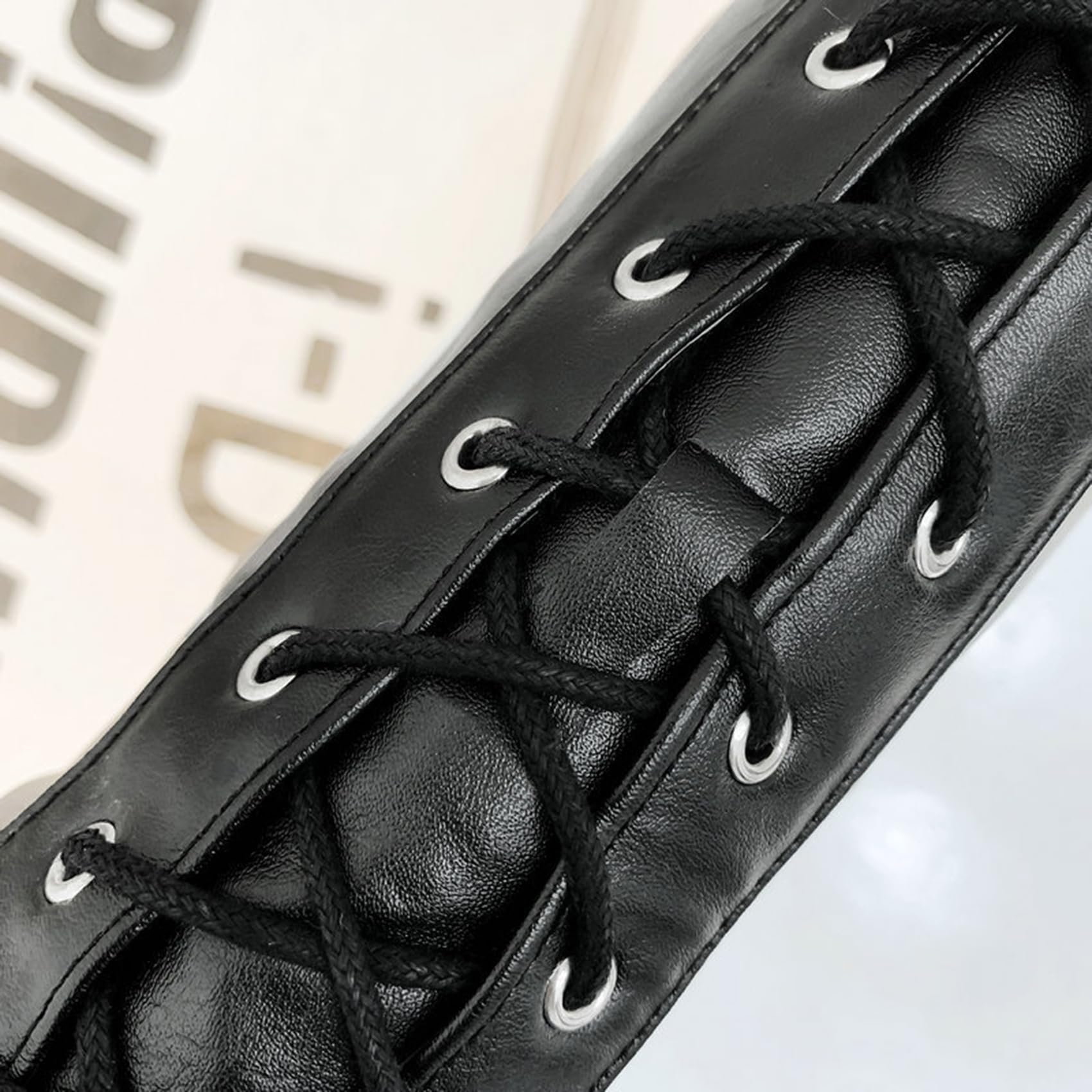 Stivali Alti da Donna 11CM Stivali con Plateau con Tacco Spesso e Lacci Stivali con Tacco Alto Sexy Stivali da Cavaliere Scarpe da Ballo