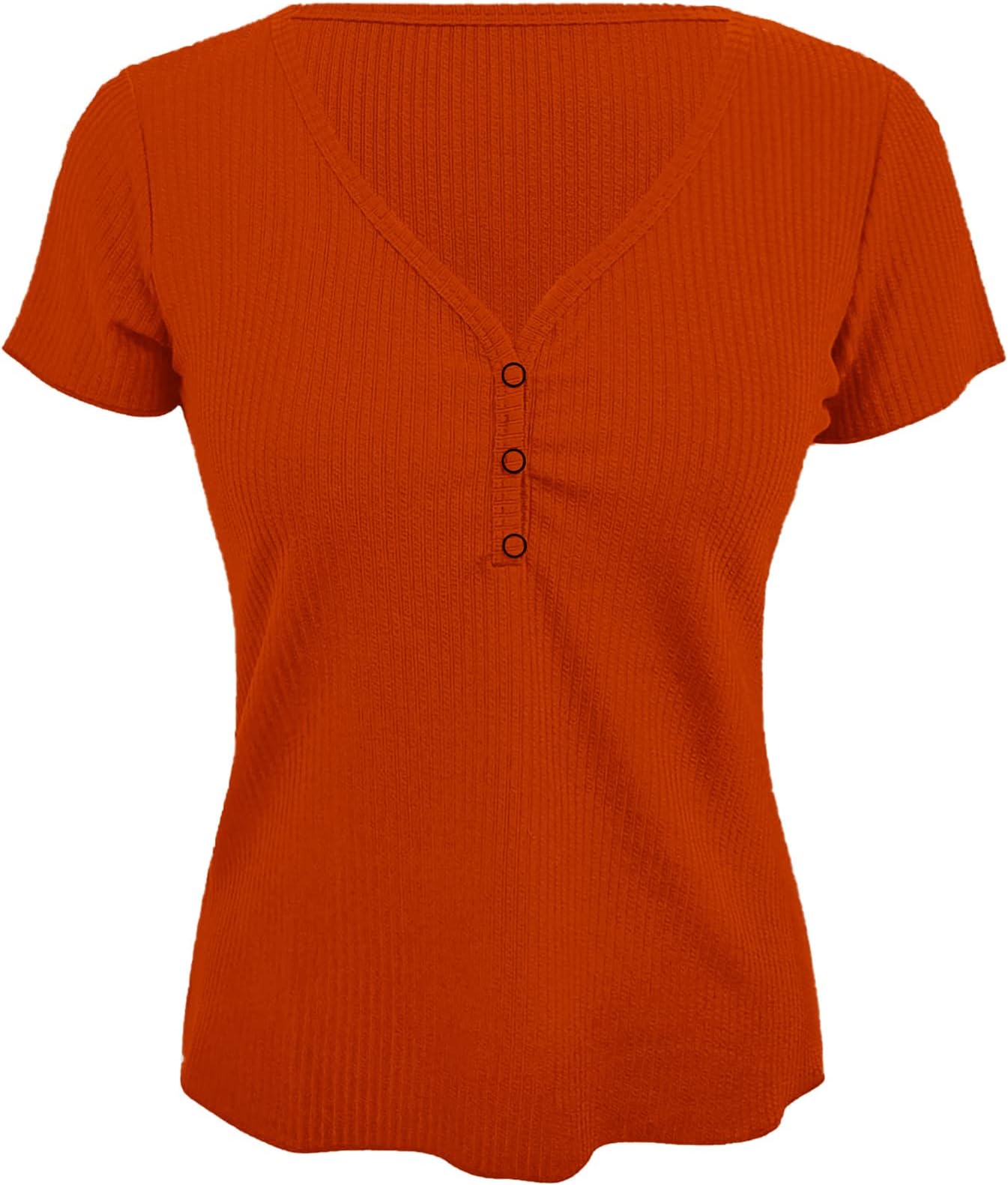 Summer Shirts for Women, Short Sleeve V Neck T-Shirt Ribbed Casual Cute Dressy Simple Solid Tops Clothes 2022