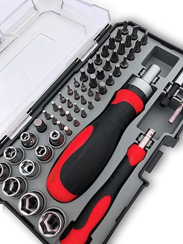 Miniatura 2 de Apollo Tools Versátil juego de herramientas métricas de 55 piezas con destornillador de trinquete, destornillador de puntas de precisión, broca de