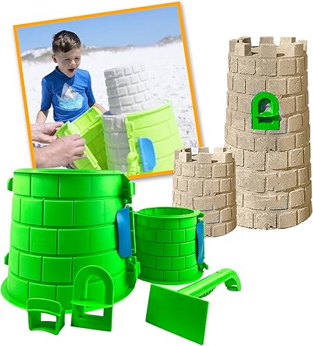 Create A Castle Kit de castillo de arena como se ve en Shark Tank, juego de 5 piezas de juguetes para playa al aire libre, nieve o caja de arena