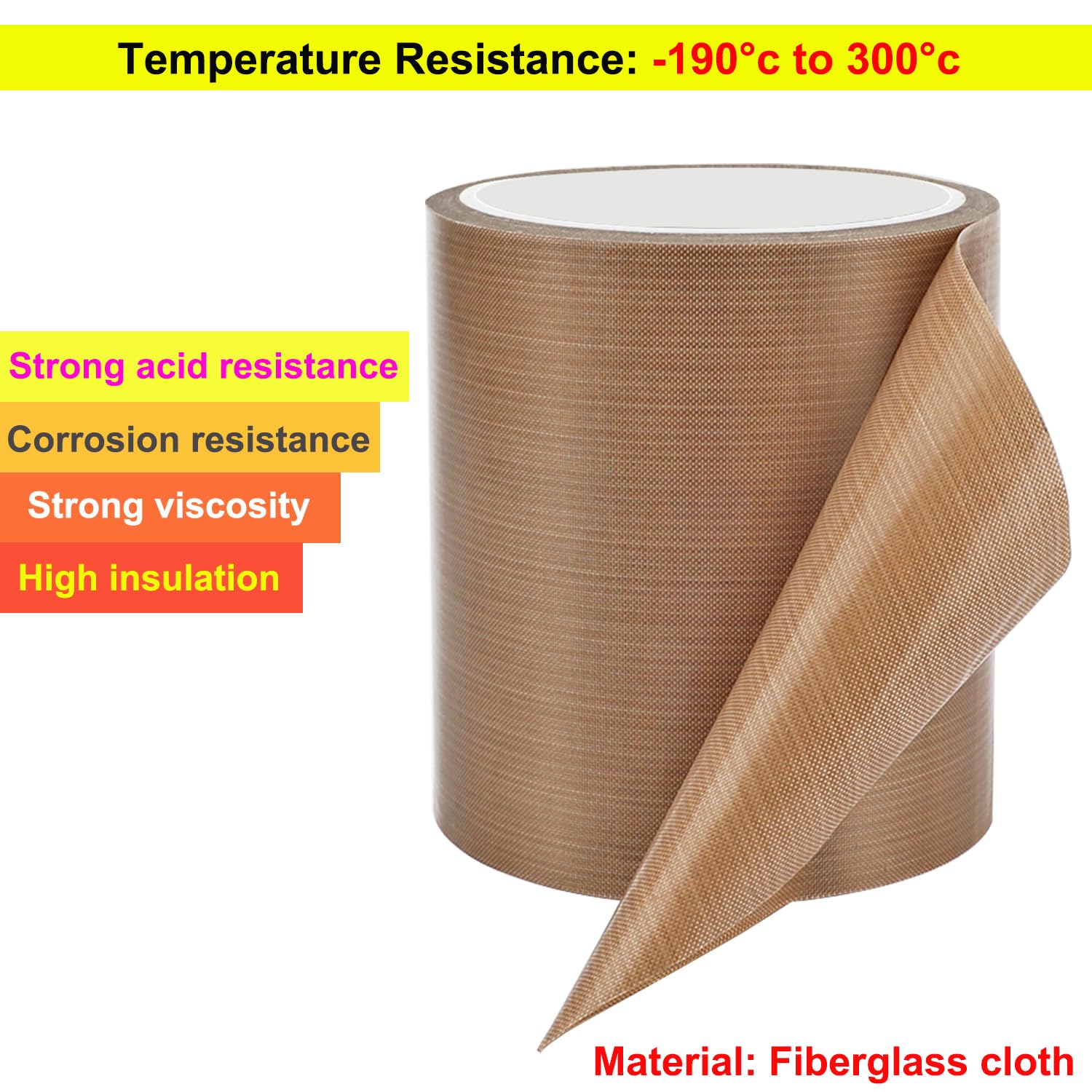Qrity 1 sztuka taśmy teflonowej, taśma klejąca w wysokiej temperaturze, 200 mm x 10 m, grubość 0,18 mm, odporna na wysoką temperaturę do 300°C, do uszczelniania rąk, uszczelnienia impulsowego