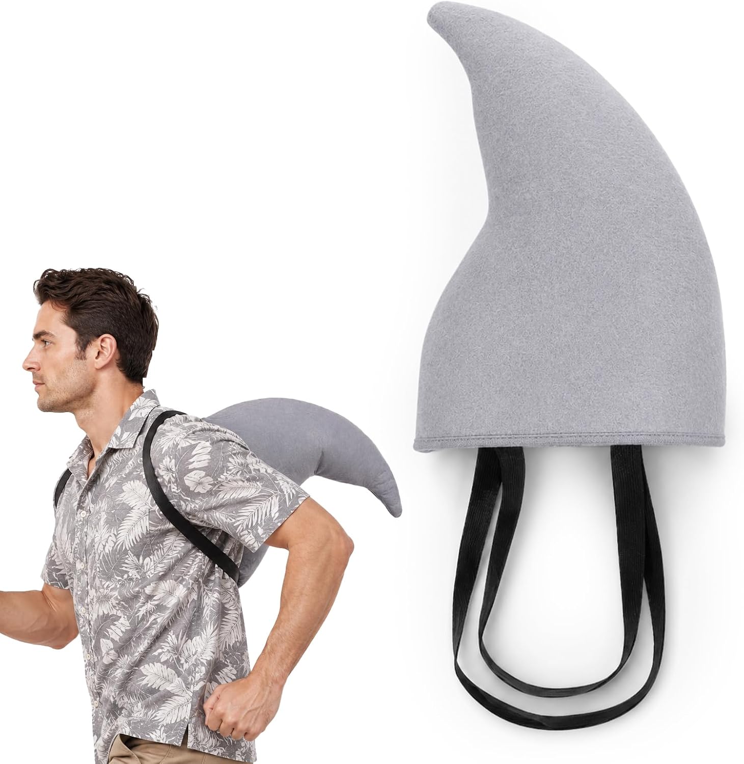 Gray Shark Fin Costume, Shark Tail Back Fin for Beach Events, Adults Cosplay, Festivals Parties Events Halloween Costume Props, Easy to Wear