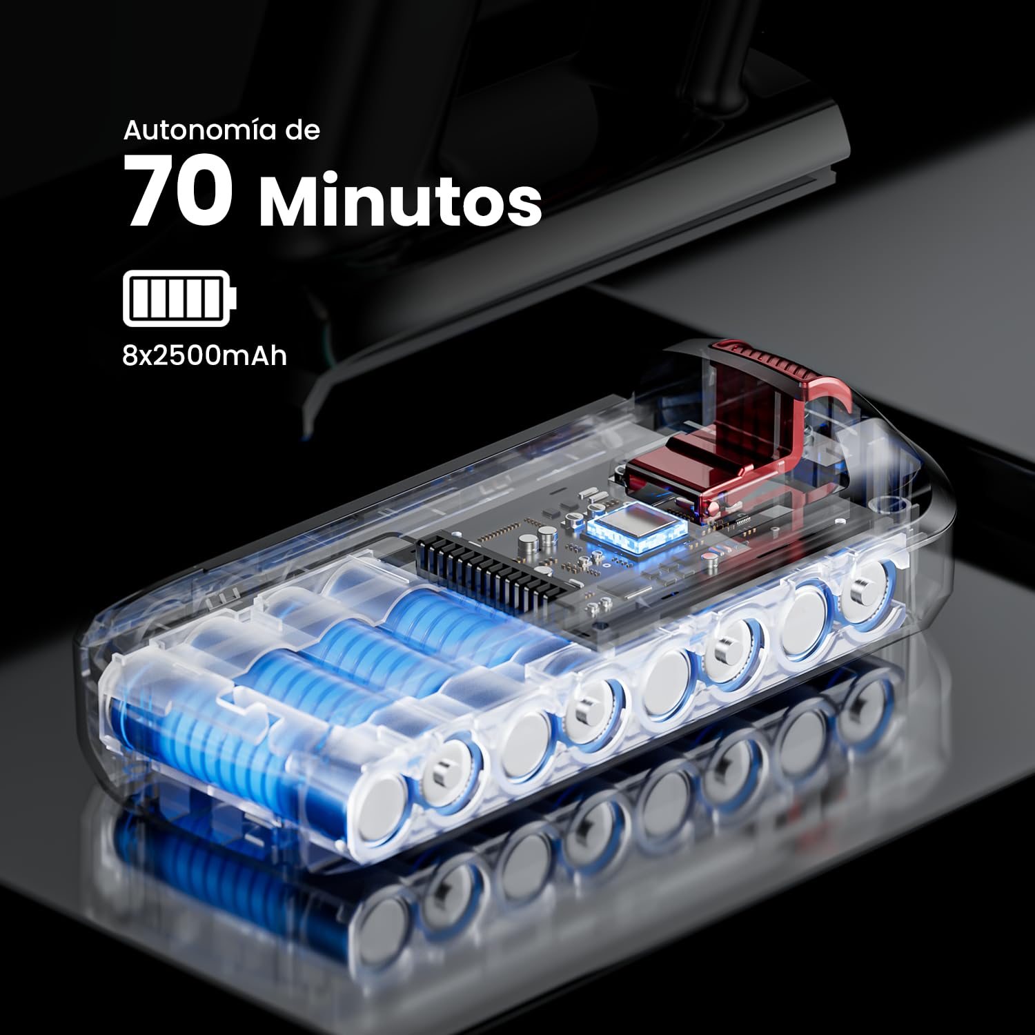 Aspiradora sin Cable 55KPa/650W/70Min Alfombras/Pelos Mascotas/Suelos Duros | Aspiradora Vertical sin Cable con Pantalla LED, Cepillo Anti-Enredos, Depósito 1,8L, Filtración 8 Etapas, Base de Carga Mural