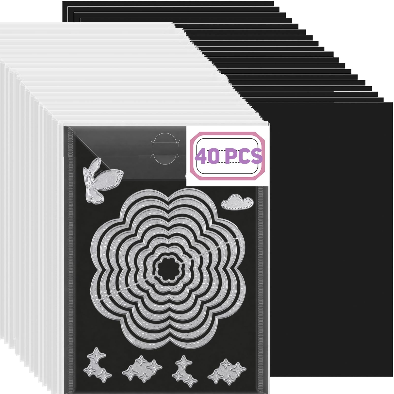 CYFUN DESIGN 40 szt. dużych toreb do przechowywania matryc i pieczątek i