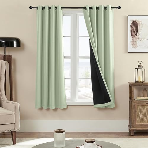 Miniatura 69 de Rutterllow - Cortinas 100% opacas, paneles de cortina con ojales, aislamiento térmico y bloqueo de luz para habitación y sala de estar, (2 paneles