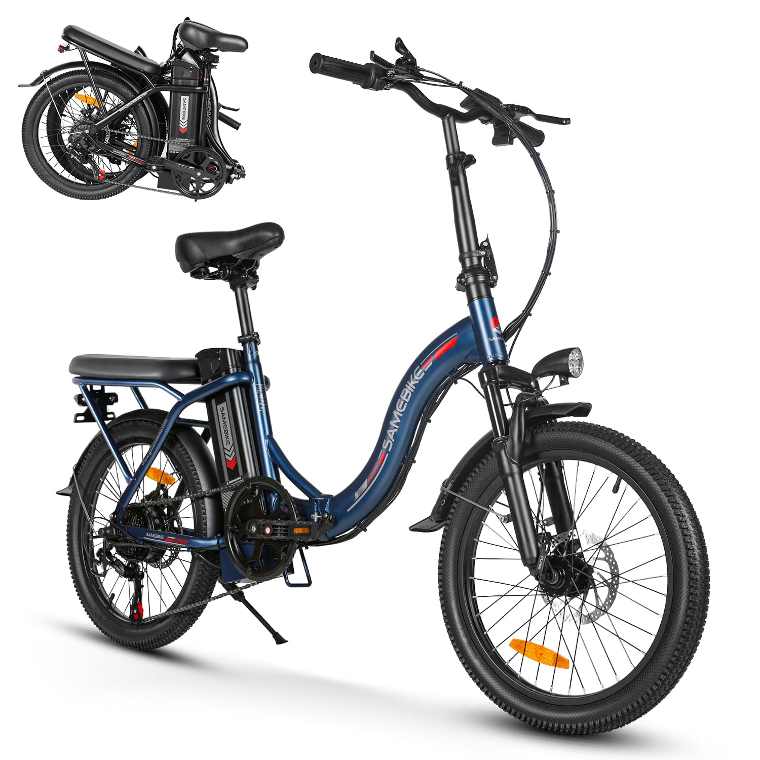 SAMEBIKE CY20 Bici Elettrica per Uomo Donna, 20" Fat Tire Pneumatico Grasso 36V 12Ah Bicicletta Elettrica Cambio a 7 Velocità