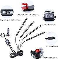 Vista 2 de LivTee Luces interiores LED para automóvil, 4 unidades, 48 LED, multicolor, accesorios para el interior del automóvil, iluminación debajo