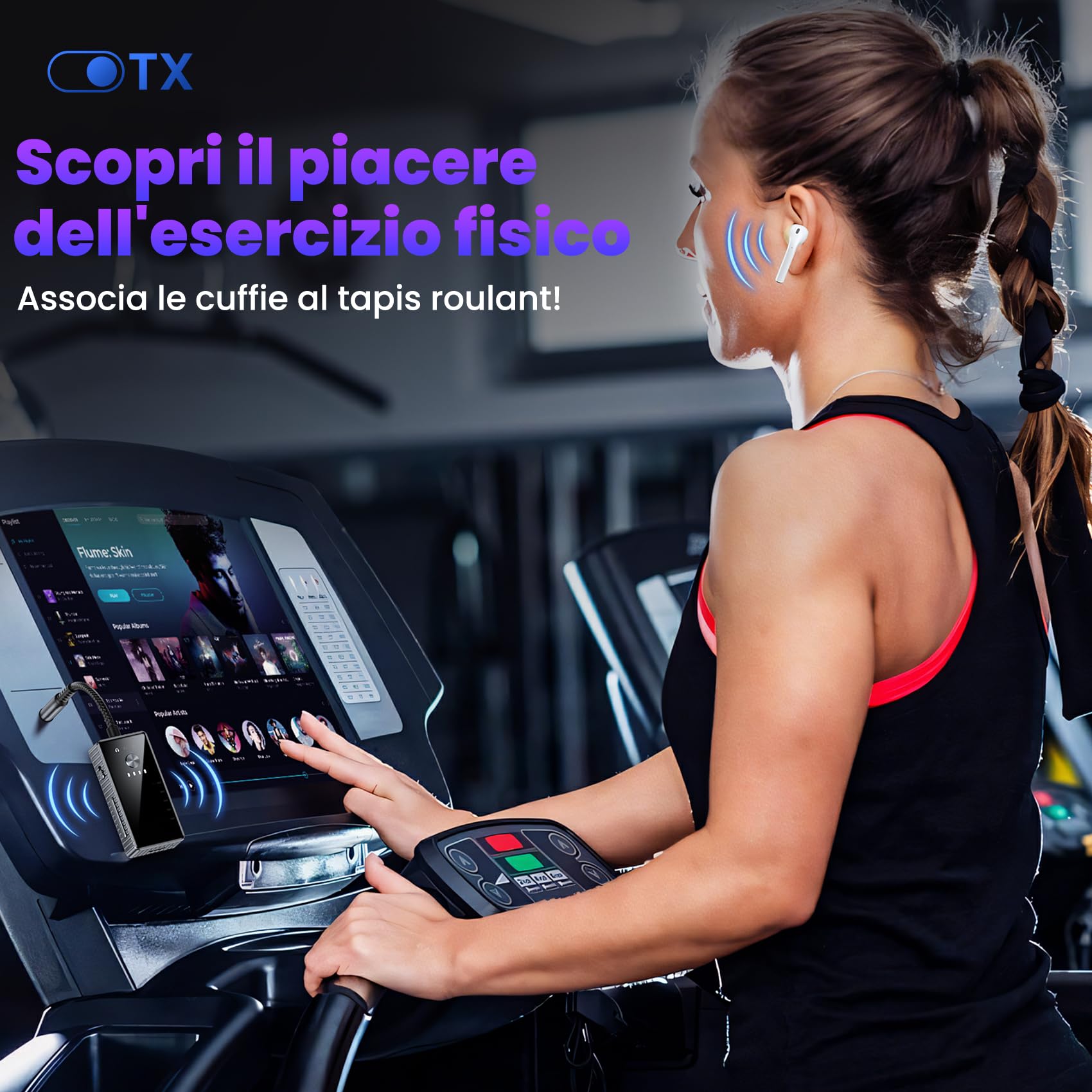 Trasmettitore Ricevitore Bluetooth per TV, 2 in 1 Adattatore Bluetooth 5.2 Supporta 2 Cuffie con AptX, Audio Jack da 3.5 mm per Aereo/Auto/Amplificatore/Palestra