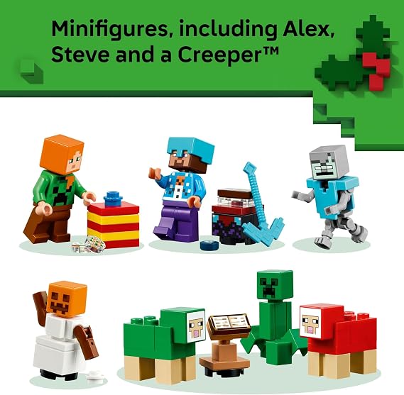 LEGO Minecraft Advent Calendar 2025 Building Toy - Kids Holiday Countdown Set for Boys & Girls, Ages 7+ 24 Buildable Surprises & 8 Minifigures for Gamers - Collectible Gift for Christmas - 21280