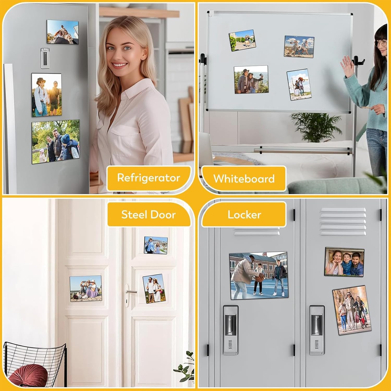 100 Pack Magnetic Picture Frames for Refrigerator,4x6 Inches Magnetic Picture Frame,Magnetic Frames For Refrigerator,Locker,Wall,Cabinet(Black)