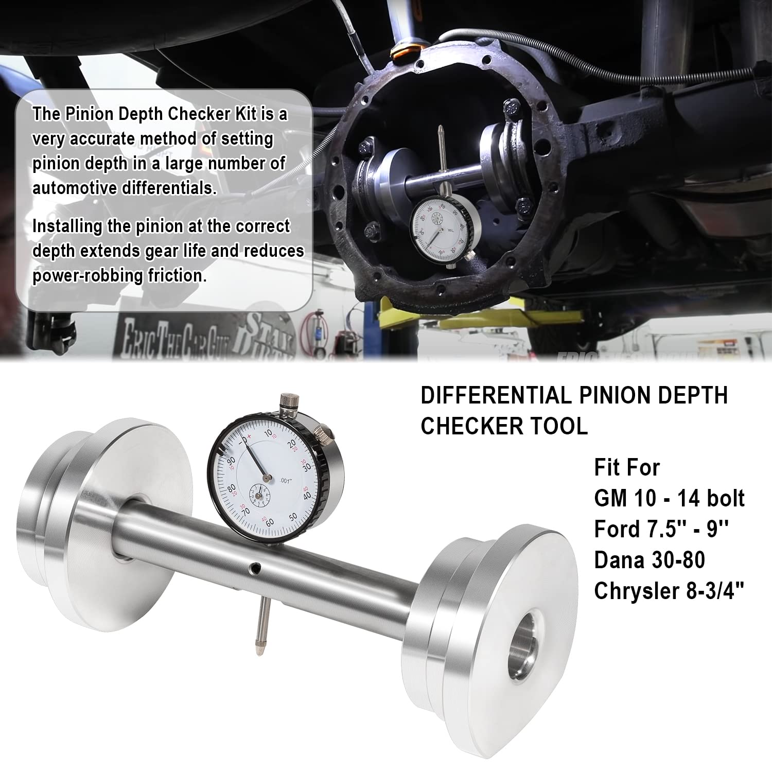 11001 Differential Pinion Depth Gauge Checker Service Tool Kit Fit For GM 10-14 Bolt, For Ford 7.5'' 8'' 8.8'' 9'', For Dana 30-80, For AMC 8 Bolt, And Most Differentials : Industrial & Scientific