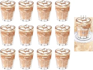 スパイラル卓上カレンダー、マンスリー卓上カレンダー - コーヒー 12 か月テーブル カレンダー | スパイラル美的カレンダー、家庭、学校、教室、職場用のポータブル卓上カレンダー