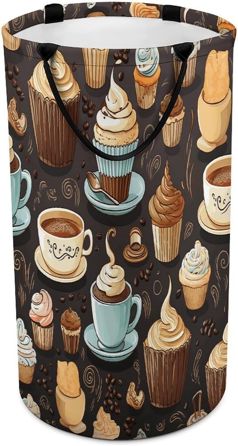 Coffee And Sweets Sugar Chocolate Laundry Hamper Large Collapsible Laundry Basket with Handles Waterproof Clothes Hamper Portable Dirty Clothes Basket for Bedroom Laundry Room Closet Bathroom