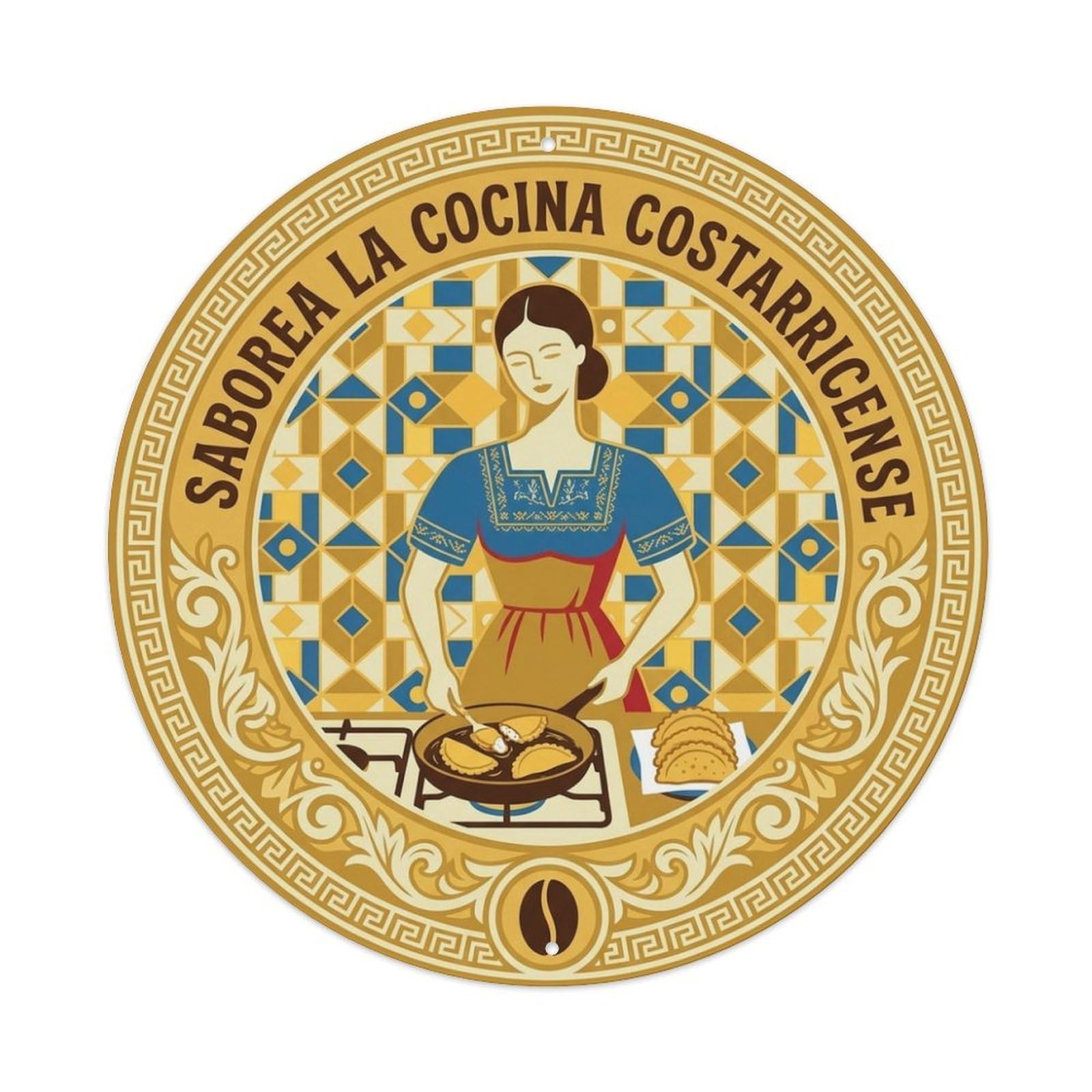 Costa Rica Pride Taste Empanadas Woman Making Pastry Metal Tin Sign
