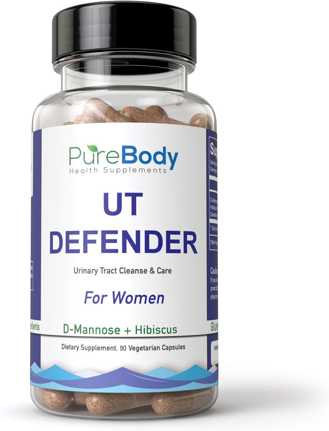 UT Defender, D-Mannose Blend, Pure Body Health Supplements: Urinary Tract UT Cleanse & Bladder Health – Fast-Acting Detoxifying Strength, Flush Impurities, Clear System – Hibiscus Pills – 90 Veg caps