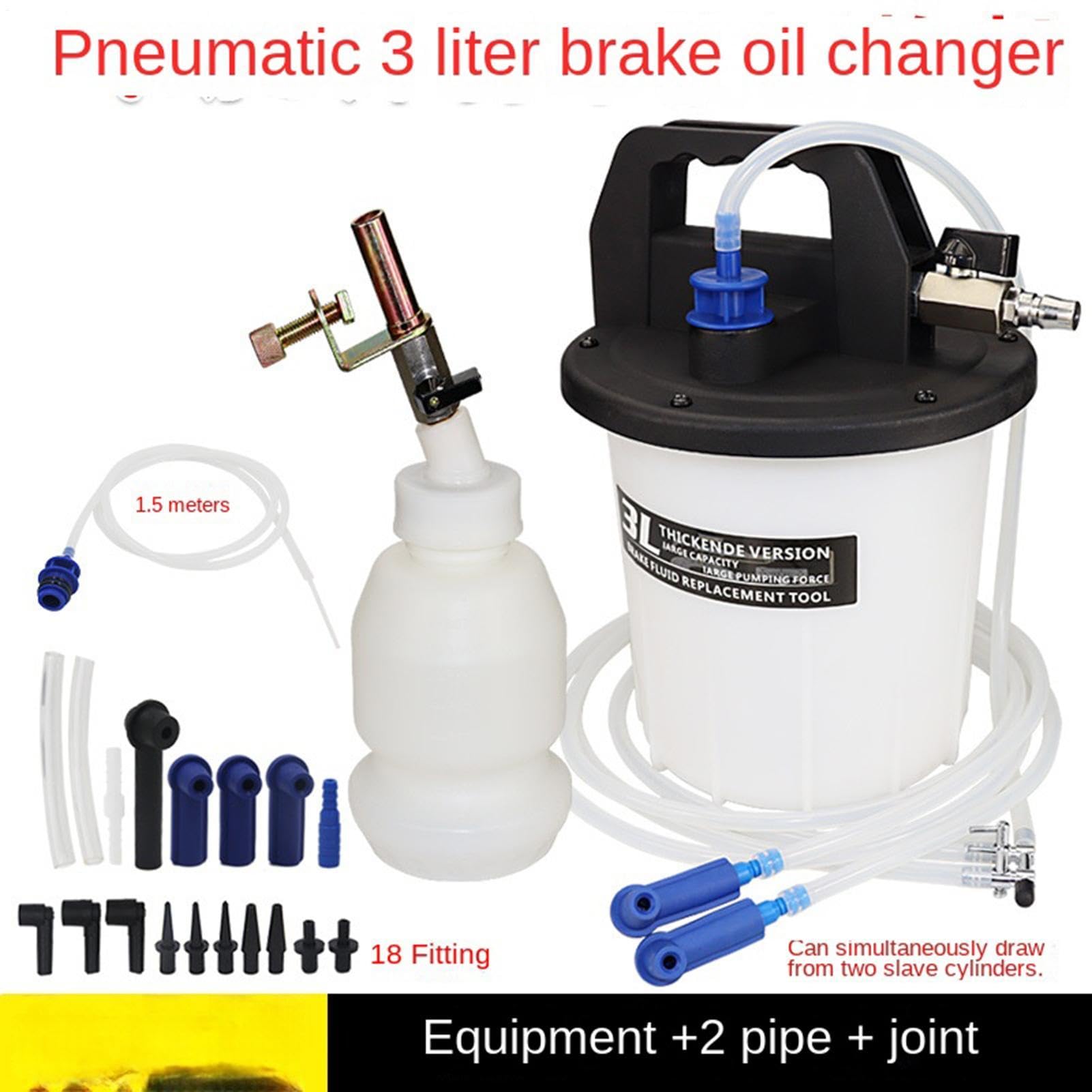 Kit Purgador de Líquido de Frenos Depósito antirretorno de 3L de capacidad | Kit Extractor Fluido Frenos para Reparación Vehículo Para Mecánicos de Coche, Mantenimiento y Garaje