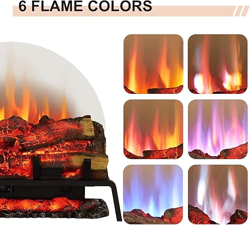 Miniatura 2 de PuraFlame Juego de troncos de chimenea eléctrica de pie de 27 pulgadas, calentador de 750 W1500 W, 6 colores de llama con 5 brillo, sonido