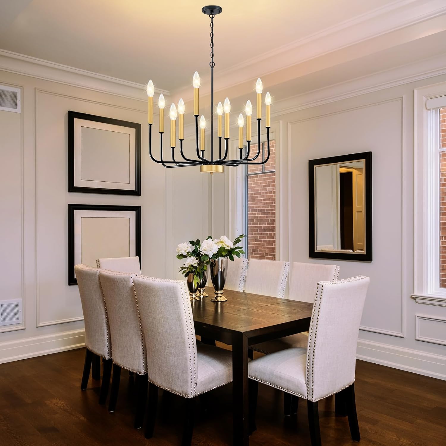 VUAA 12 Light Farmhouse Chandelier for Dining Room Lighting Fixtures Hanging, Dining Light Fixtures Industrial Modern Chandelier for Bedroom, Foyer, Hall, Kitchen, Living Room and Entryway