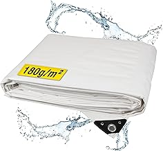horizont Abdeckplane wasserdicht 180g/m² 5x5m mit reißfesten Ösen, Sandkasten und Pool Abdeckung, Gewebeplane für Auto, Motorrad, Fahrrad - robuste Abdeckfolie für den Außenbereich, weiß