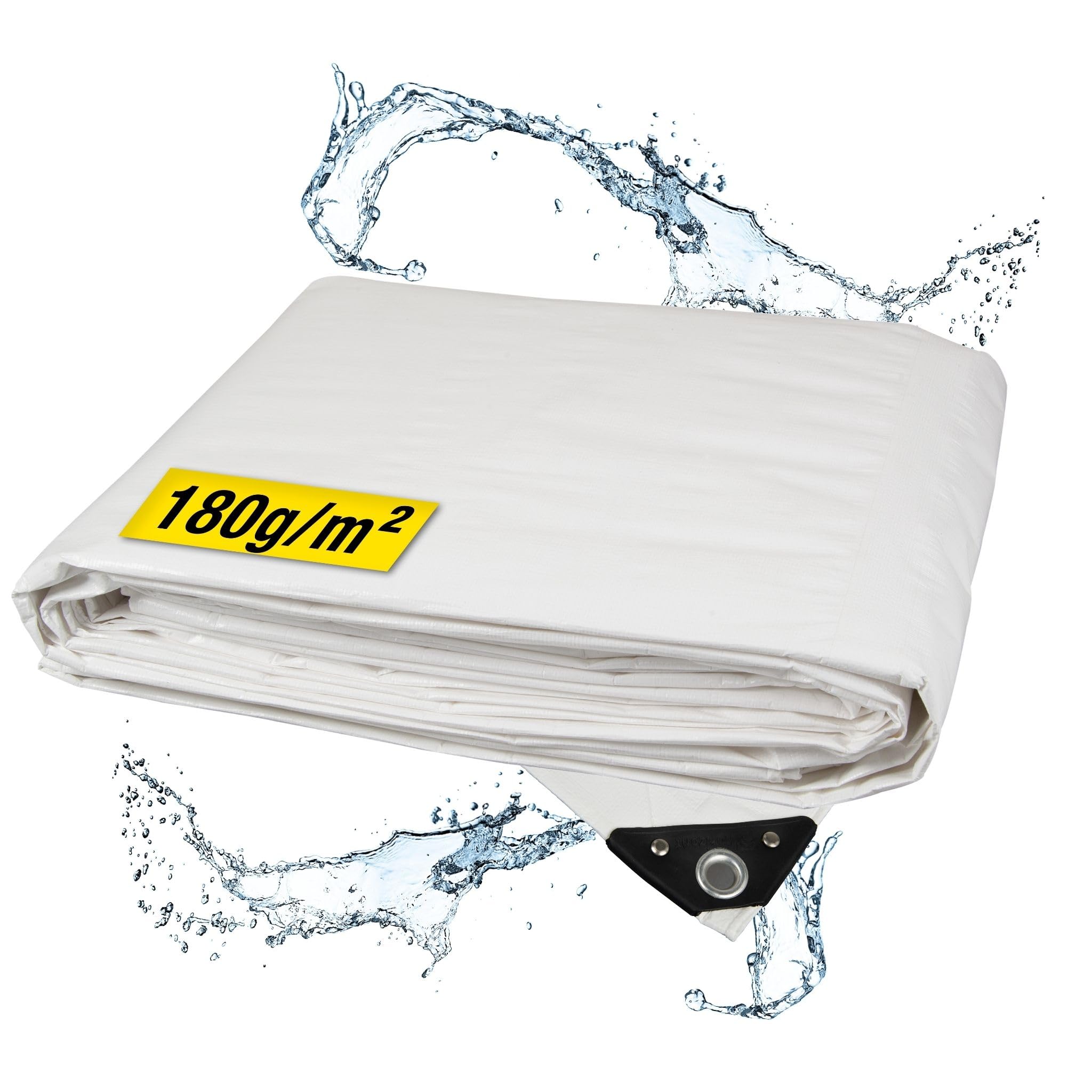 Telone Horizont impermeabile 180g/m² 10x15m con occhielli antistrappo, copertura per sabbia e piscina, telo in tessuto per auto, motocicletta, bicicletta - pellicola robusta per uso esterno, bianco