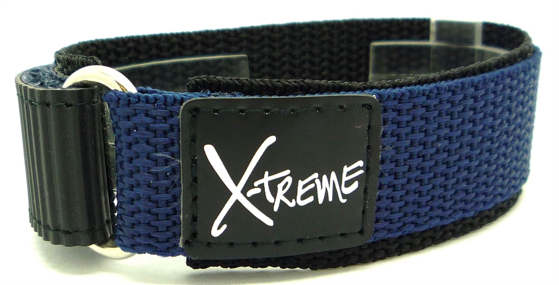 X-TremeNew 20mm Tough Secure Hook & Loop Nylon Watch Band Strap Gents Men's with Ring End - Dark Blue